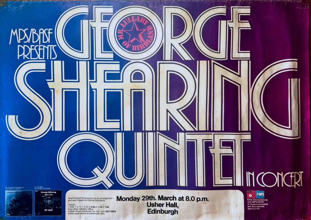 Poster advertising concert for the George Shearing Quintet