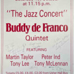Gig poster, signed - Buddy de Franco Quintet featuring Martin Taylor, Peter Ind, Tony Lee. Tony McLennan at the Usher Hall, Edinburgh.