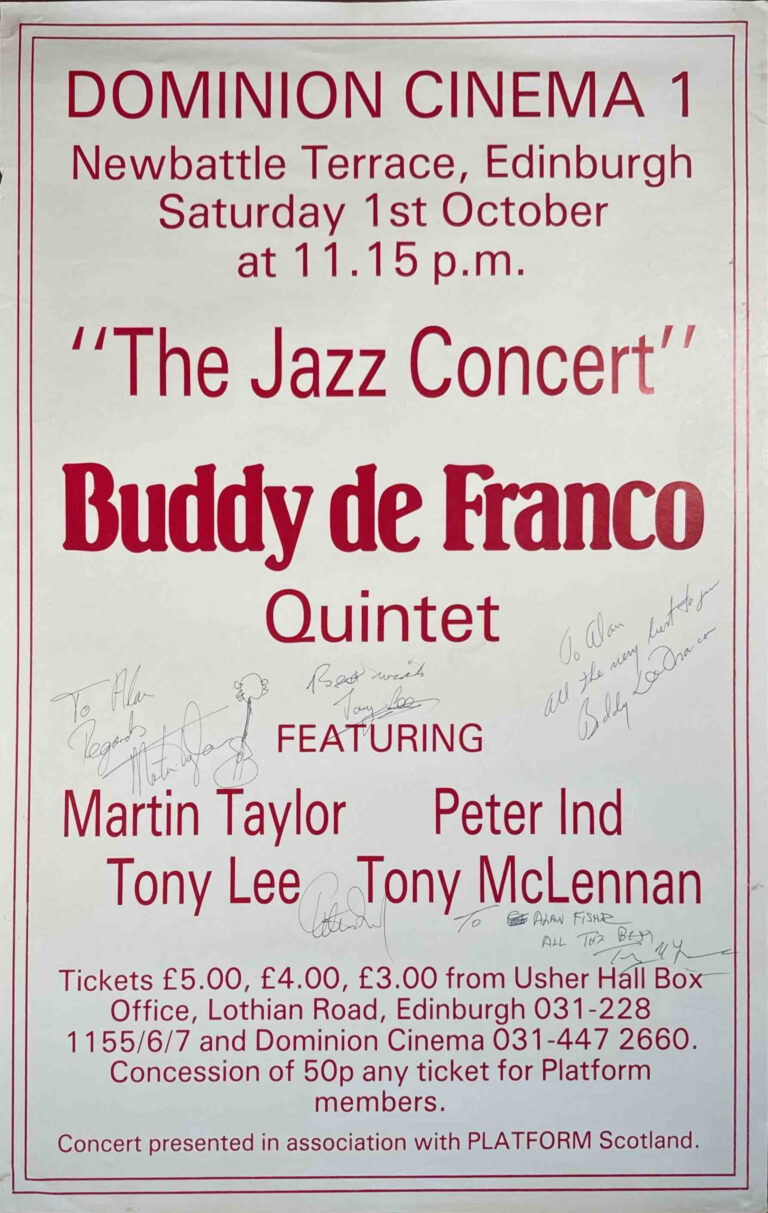 Poster advertising Buddy de Franco Quintet