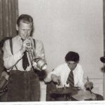 Five men playing jazz in the 1950s