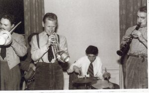 Five men playing jazz in the 1950s