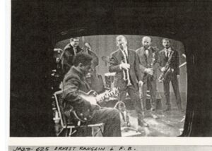 Five men playing jazz on television in the 1960s.
