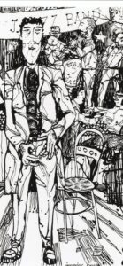 Drawing of a jazz band from the early 1950s.