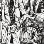 Drawing of a jazz band from the early 1950s.