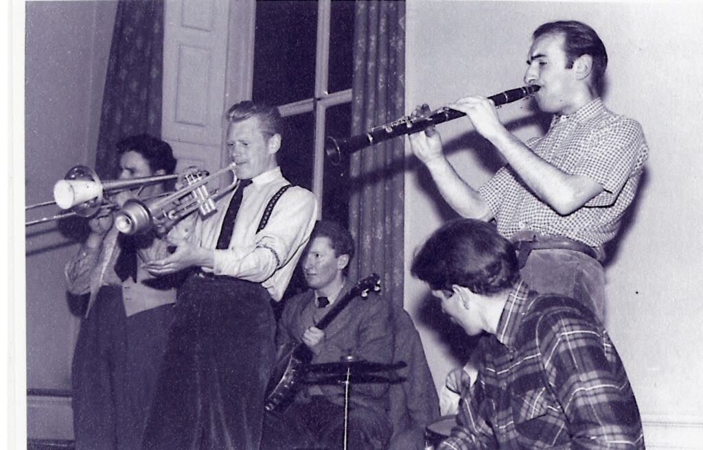 Five men playing jazz in the 1950s