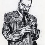Line drawing of a clarinetist.
