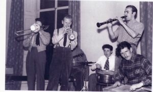 Six men playing jazz in the early 1950s.